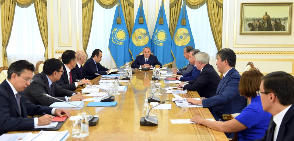 President Nursultan Nazarbayev addresses government officials on 