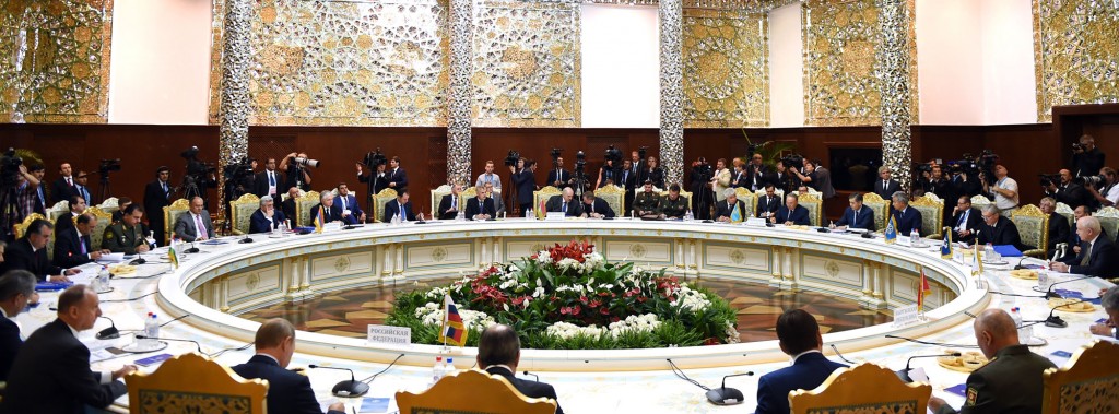 The heads of state of the Collective Security Treaty Organisation member states meet in Dushanbe. 