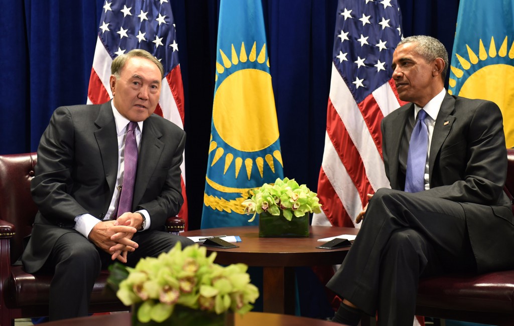 President Nursultan Nazarbayev of Kazakhstan and President Barack Obama of the U.S. meet during the UN General Assembly. 