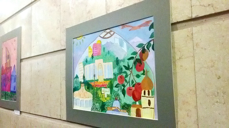Artwork by children on display in Almaty's Auezov Theatre metro station. Photo: inform.kz