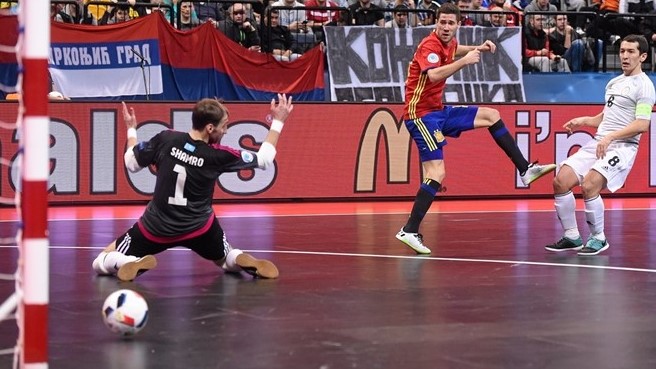 Raul Campos of Spains scored twice in Futsal Euro 2016 semfinal against Kazakhstan - Photo: uefa.com