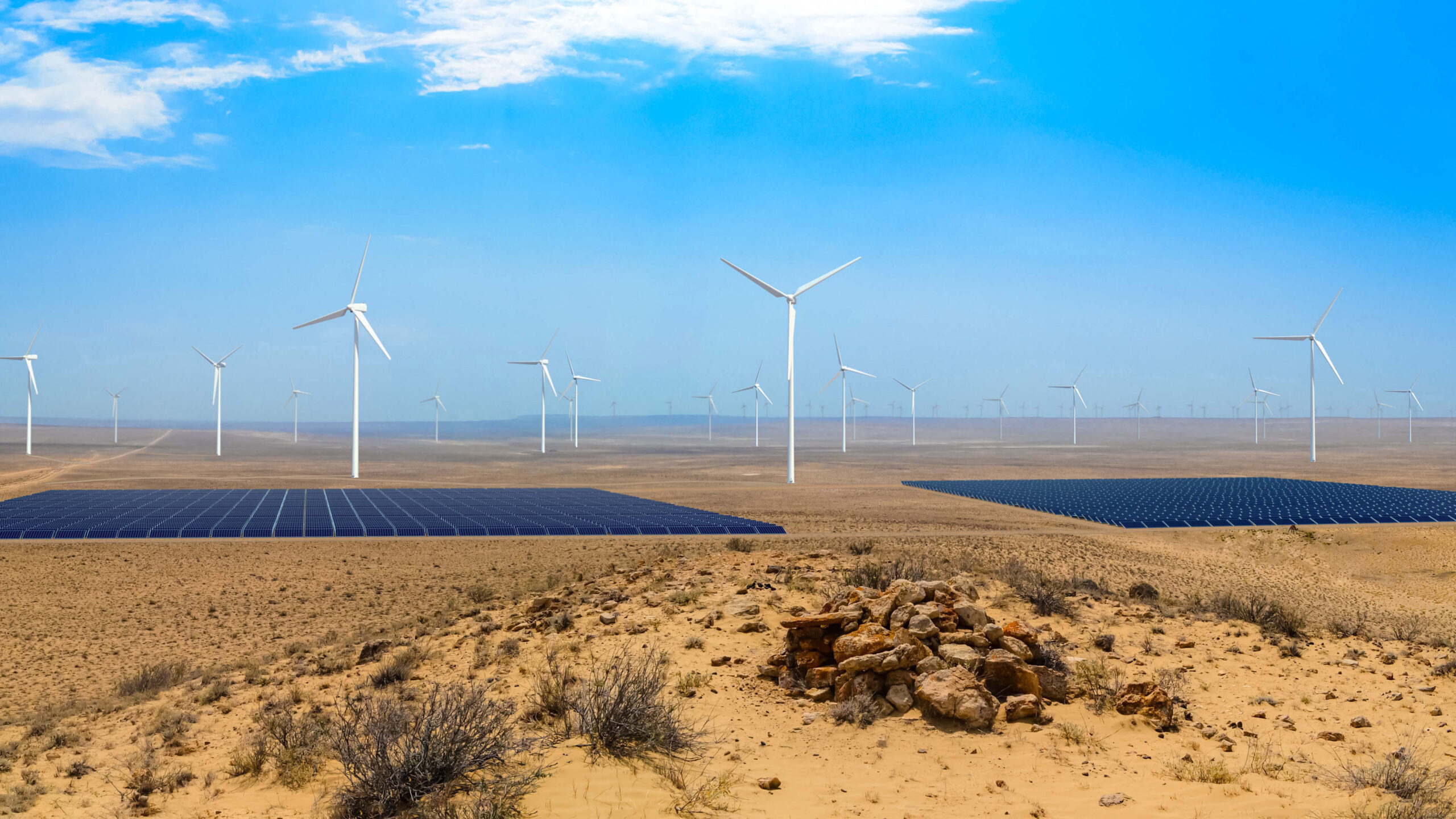 Kazakhstan Seeks To Develop Green Hydrogen Accelerates Energy   Visualization Of Large Scale Wind Farms And Solar PV Farms In Kazakhstan. Photo Credit Svevind Energy 